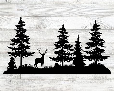 Deer in Pine Forest SVG DXF Deer Clipart Cutting Deer and - Etsy Canada