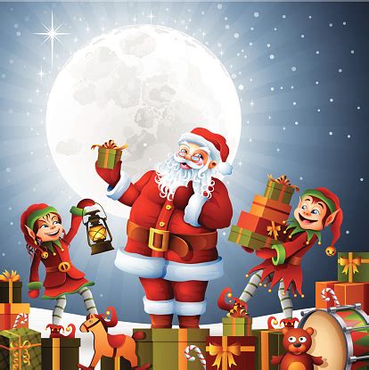 Santa Claus And His Elves Stock Illustration - Download Image Now - iStock