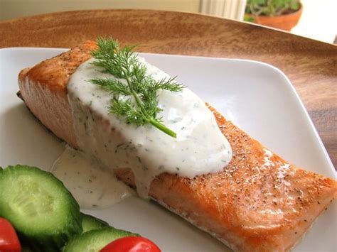 Seared Salmon with Creamy Dill Sauce - Tori Avey