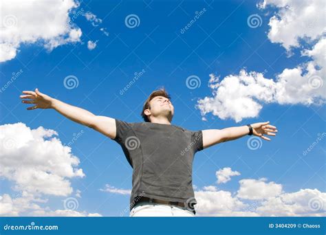 Happy Man Relaxing on Nature Stock Image - Image of human, flight: 3404209