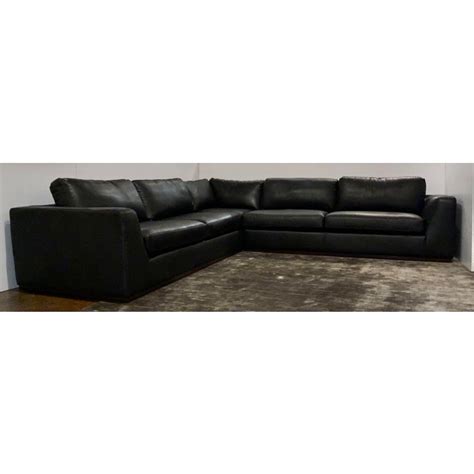 Modern Top Grain Black Leather Sectional Sofa | Chairish