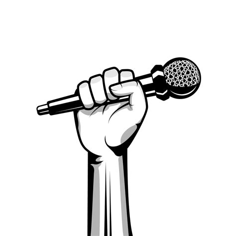 Hand holding microphone vector illustration. Hand and mic illustration. 10553448 Vector Art at ...