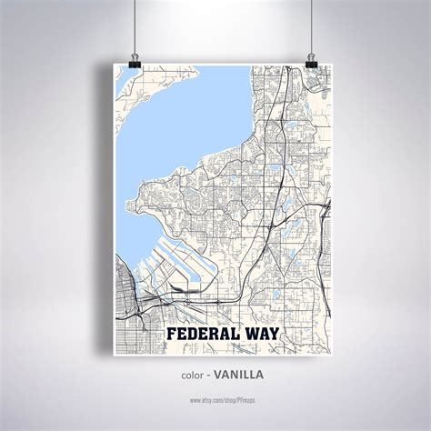 Federal Way Map Print Federal Way City Map Washington WA USA | Etsy