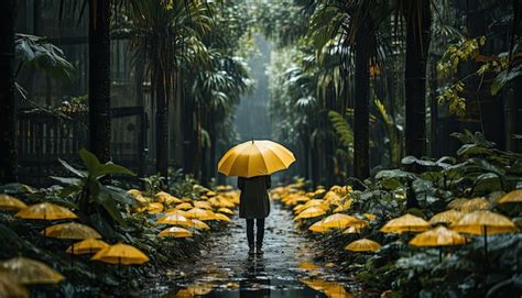 Premium AI Image | person standing under umbrella in the rain