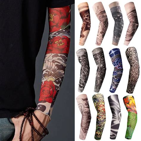 Fioday New Temporary Fake Tattoo Sleeve Unisex Arm Warmer Designs Elastic Summer Arm Sleeves ...