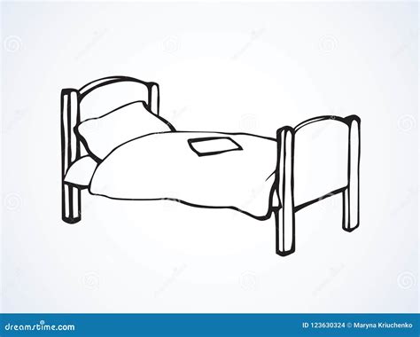 Bed. Vector drawing stock vector. Illustration of bedroom - 123630324