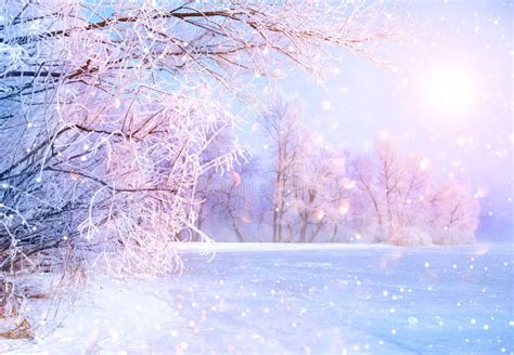 Beautiful Winter Landscape Scene with Ice River Stock Image - Image of ...