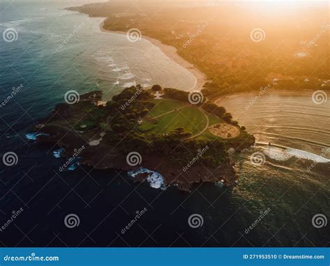 Aerial View of Coastline with, Warm Sunset Sunshine, Ocean in Nusa Dua, Bali Stock Photo - Image ...