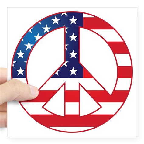 CafePress - American Flag Peace Sign Square Sticker 3 X 3 - Square ...