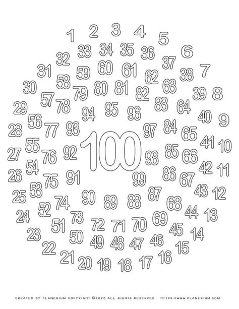 100 Days of School - Coloring Page - 1 to 100 Spiral | Planerium