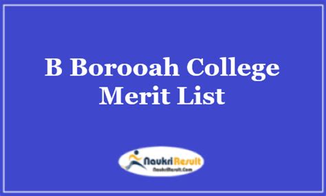 B Borooah College Merit List 2024 | BA BSc BBA Selection List