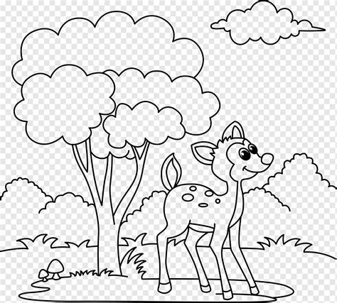 Funny deer cartoon coloring page, png | PNGWing