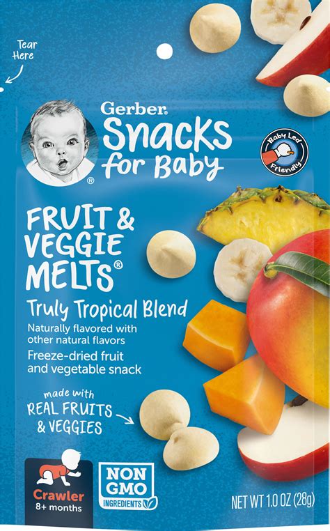 Gerber Snacks for Baby Fruit & Veggie Melts Baby Snack, Truly Tropical Blend, 1 oz Bag - Walmart.com