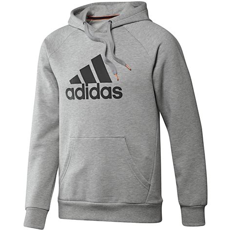 Adidas Mens Essentials Logo Hoodie - Medium Grey Heather - Tennisnuts.com