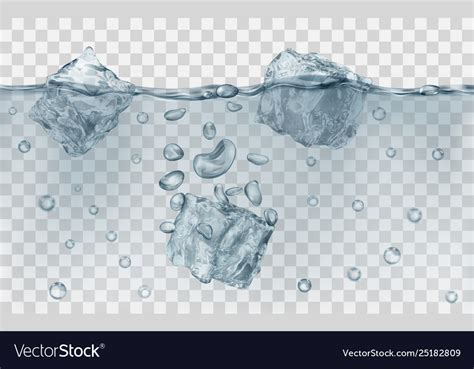 Ice cubes floating in water Royalty Free Vector Image