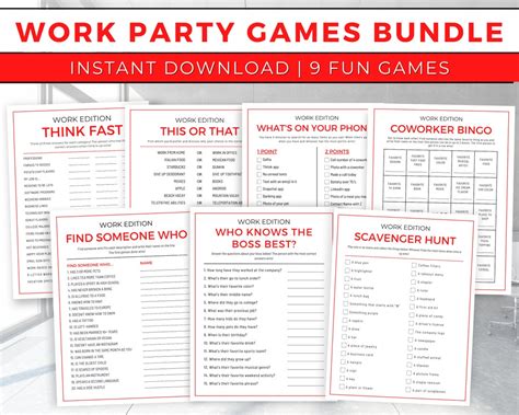 Work Party Games, Office Party Games, Team Building Games, Work Retreat Games, Printable Office ...