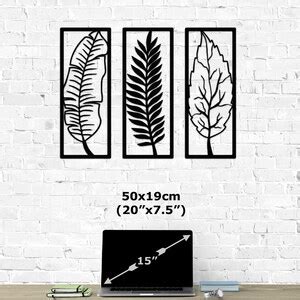 Tropical Leaves Metal Wall Art Set 3 Pieces Different Leaves - Etsy