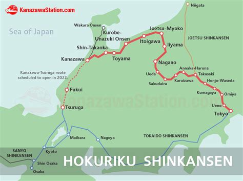 Hokuriku Shinkansen route map Karuizawa, Sea Of Japan, Niigata, Travel Savings, Toyama, Route ...