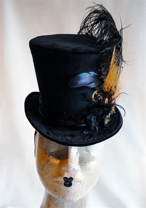 Lady's Steampunk Top Hat with Feathers | By Bizarre Noir