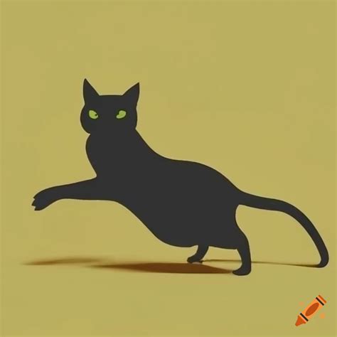 Abstract black cat silhouette running on yellow background on Craiyon