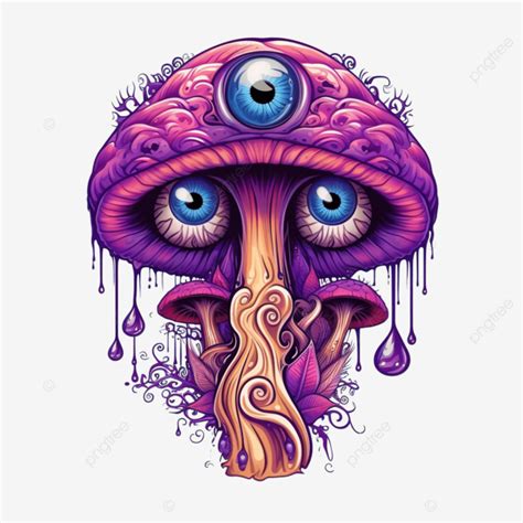 Magic Purple Mushroom With Eye Sticker Or Temporary Tattoo For ...