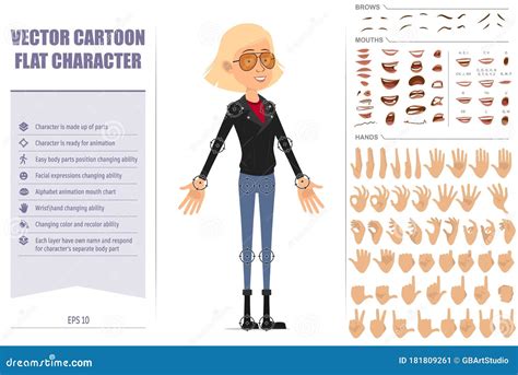 Cartoon Rock and Roll Girl Character Vector Set Stock Vector ...