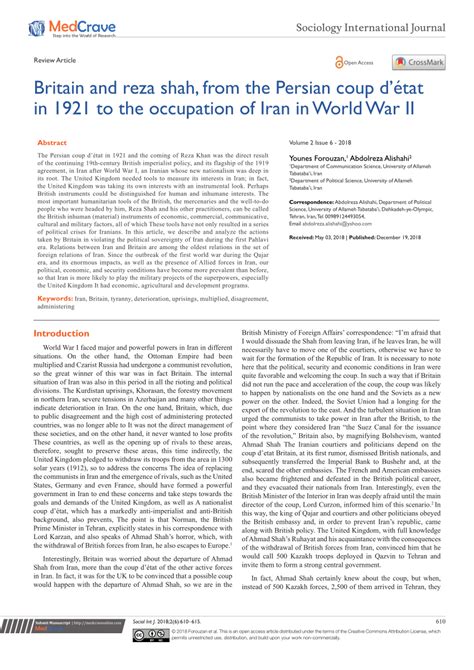 (PDF) Britain and reza shah, from the Persian coup d’état in 1921 to the occupation of Iran in ...