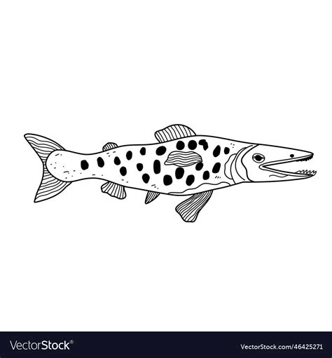 Original doodle smiling fish black and white Vector Image