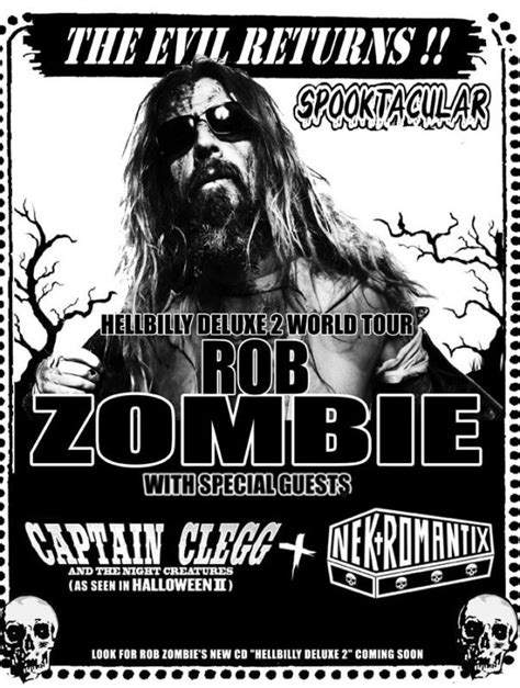 Rob Zombie Hellbilly Deluxe World Tour | Rob zombie, Zombie, Music poster