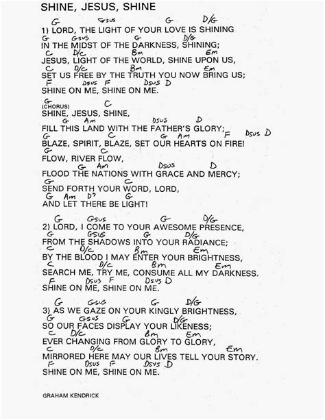 Worship Lead Sheets: Shine, Jesus Shine - Graham Kendrick