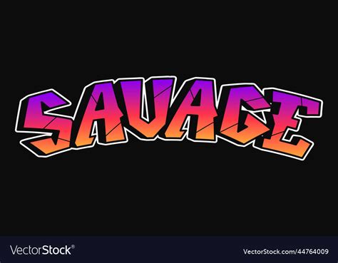 Savage word graffiti style letters hand Royalty Free Vector