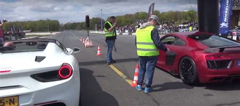 Ferrari 488 Spider vs. Audi R8 V10 Plus Drag Race Is a Bummer ...