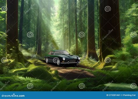 Car in the Forest, Digital Illustration Artwork, Business, Transportation Stock Illustration ...