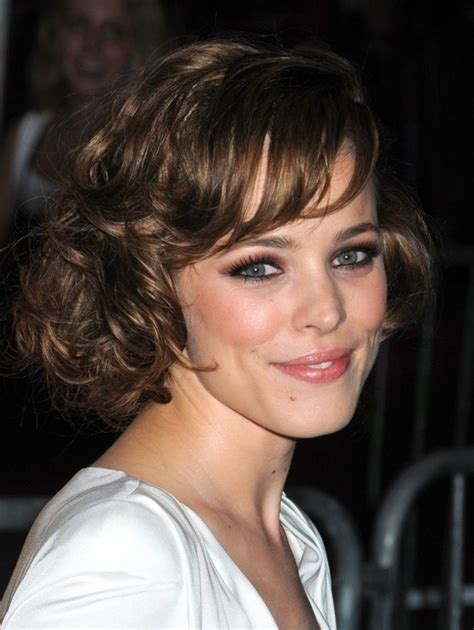 Celebrity Short Wavy Curly Hairstyle with Side Swept Bangs - Pretty Designs