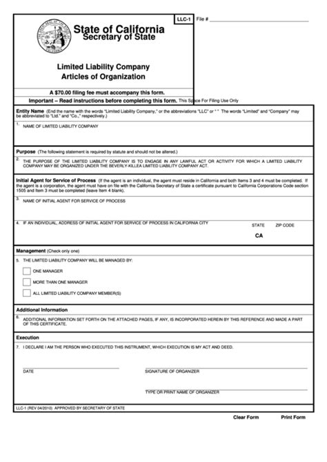 Printable Llc Application Form - Printable Forms Free Online