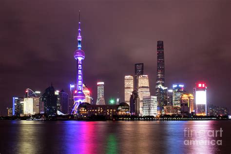 Stunning Shanghai Skyline Illuminated by City Lights at Night ...