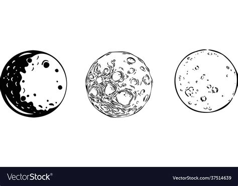 Space set silhouette moon Royalty Free Vector Image