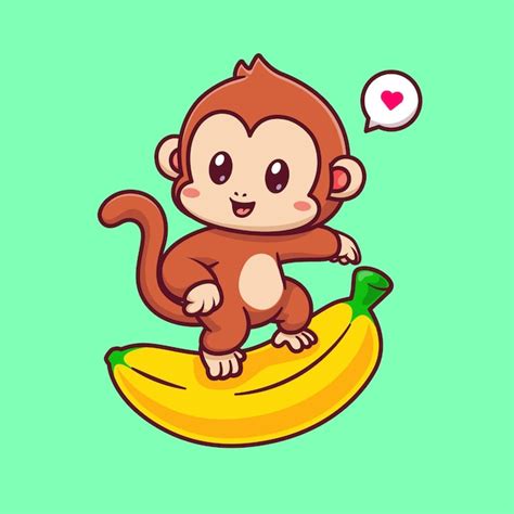 Free Vector | Cute Monkey Surfing With Banana Cartoon Vector Icon ...