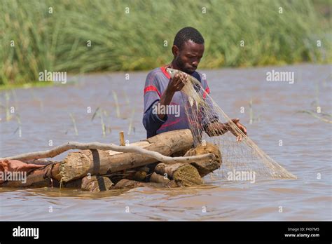 Africa, Ethiopia, man fishing in the river Stock Photo - Alamy