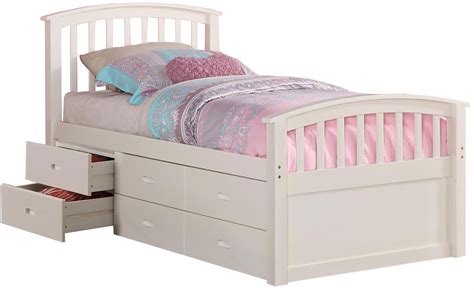 Marlowe White Twin 6-Drawer Captains Bed - CB Furniture