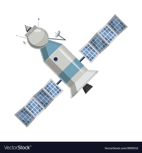 Space satellite icon in cartoon style Royalty Free Vector