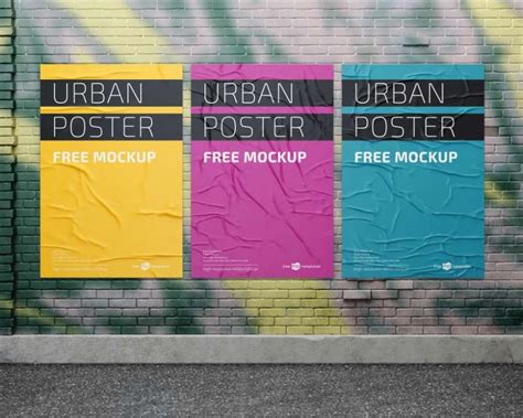 3 Urban Posters in Wall Free Mockups – FreeMockup.net