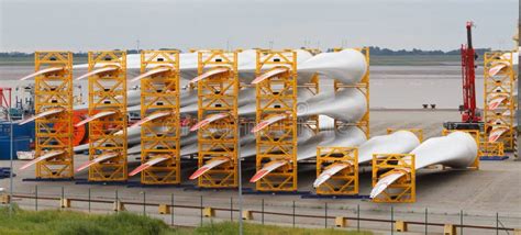 Rotor Blades of a Wind Turbine on a Storage Yard Stock Image - Image of ...