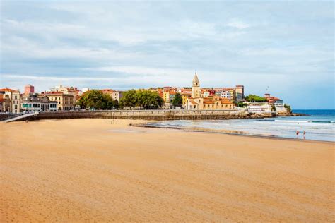 City beach in Gijon, Spain stock photo. Image of travel - 143111750