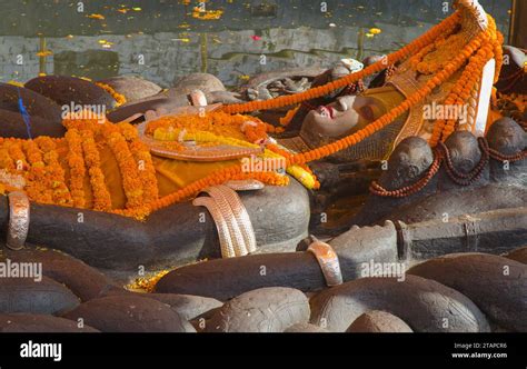 Nepal, Kathmandu Valley, Budhanilkantha, hindu temple, Sleeping Vishnu, statue Stock Photo - Alamy