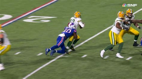 Greg Rousseau produces a sack with pressure from Ed Oliver | Bills vs. Packers