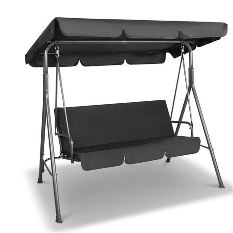 3 Seater Canopy Swing Chair - Black | Factory to Home