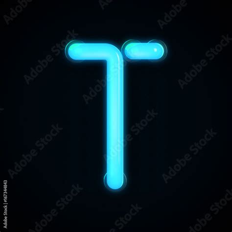 Blue neon glowing light letter T capital letter. 3D rendering Stock ...