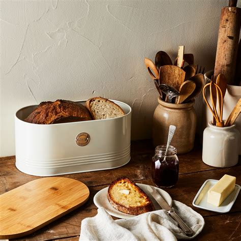 Typhoon Homewares Bread Storage Bin, 2 Colors, Coated Steel, Bamboo Lid | Bread storage, Dry ...