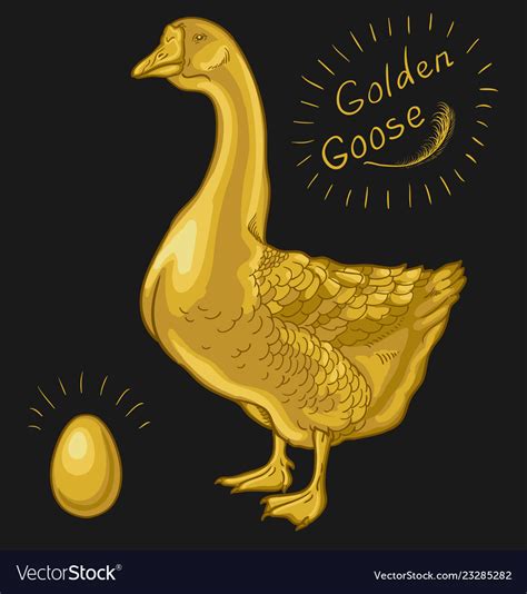 Golden goose goose on a black background Vector Image